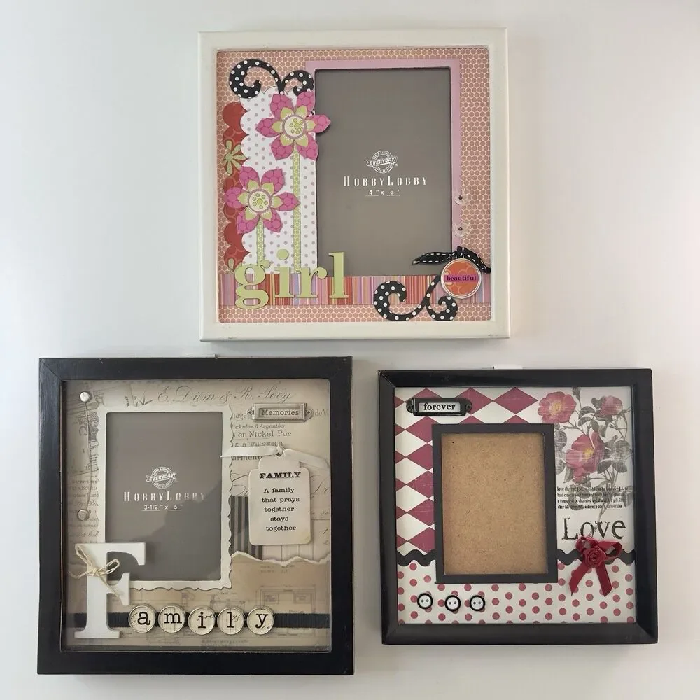 Hobby Lobby Decorative Photo Frame Lot Girl Family Love 3 Frames Bundle NEW